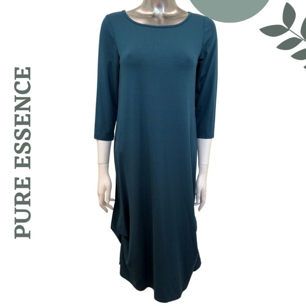 Pure Essence Bamboo Blend Teal Midi Dress 3/4 Sleeve